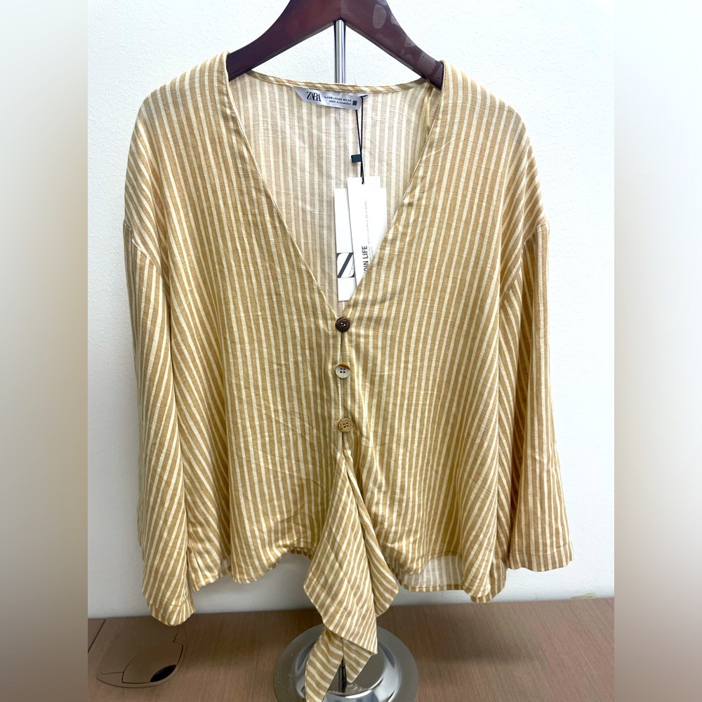ZARA Women’s XS Striped Knotted Blouse- NWT